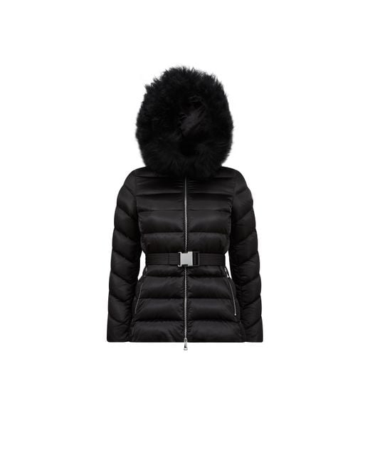 Moncler Black Cupidone Hooded Shearling Short Down Jacket