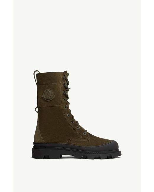 Moncler Brown Vera High Suede Lace-Up Boots