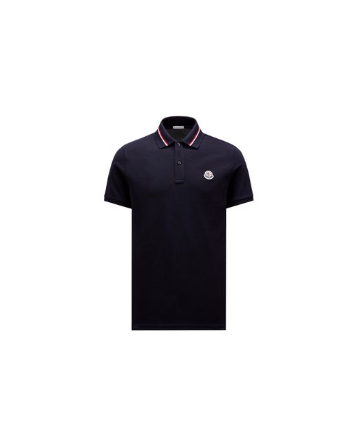 Moncler Blue Logo Patch Polo Shirt for men