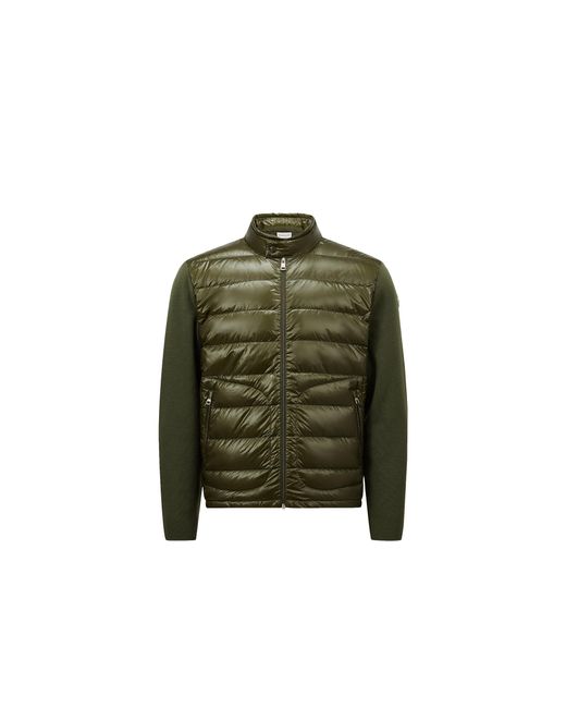 Moncler Wattierte Strickjacke Aus Wolle Mit Reißverschluss, Herren, Größe in Green für Herren