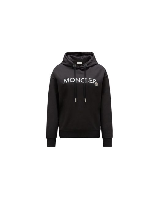 Moncler Black Embroidered Logo Hoodie