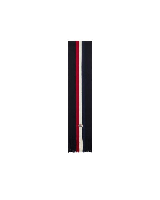 Moncler Blue Moncler Tricolour Wool Scarf for men