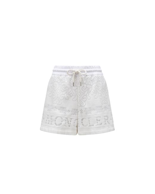 Moncler White Cotton Lace Shorts