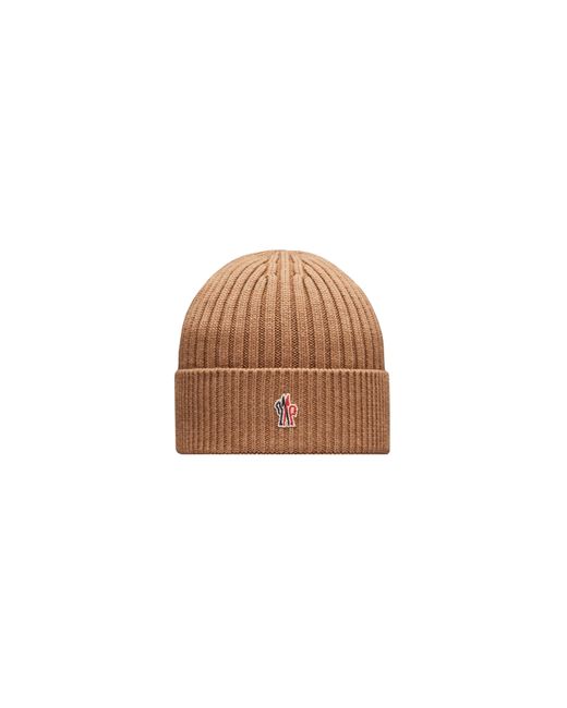 3 MONCLER GRENOBLE Brown Ribbed Knit Wool Beanie for men