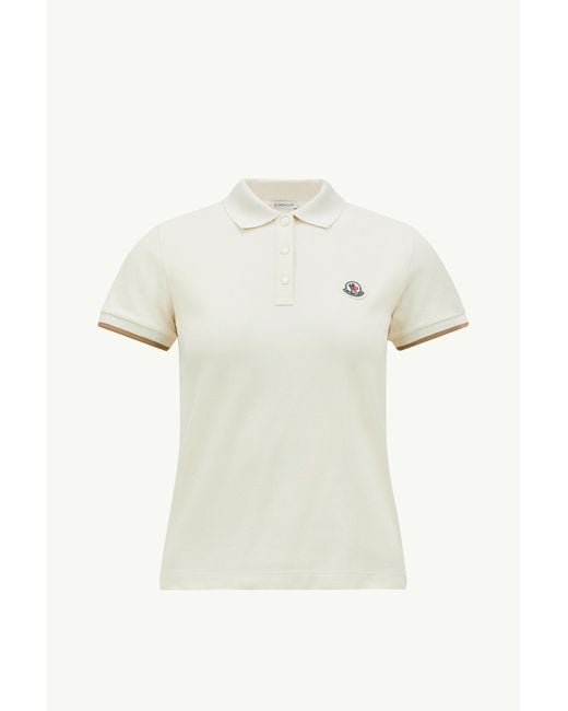 Moncler White Polo With Collar