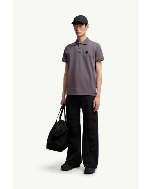 Moncler Poloshirt Aus Baumwollpiqué Mit Logoaufnäher, Herren, Größe in Gray für Herren