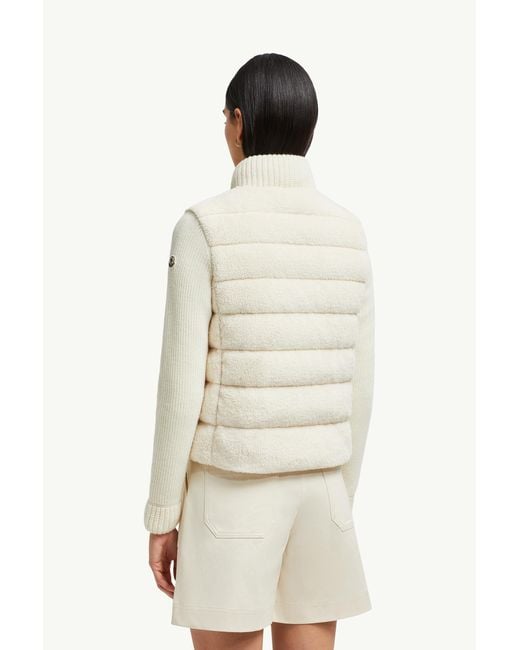Moncler White Padded Wool & Teddy Zip-Up Cardigan