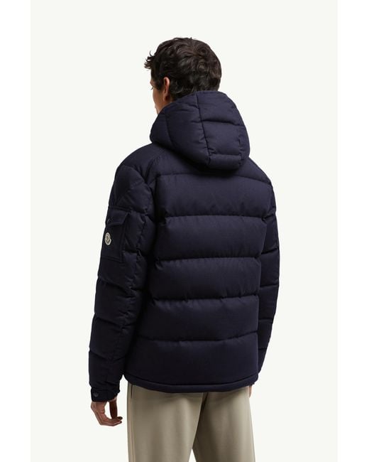 Moncler Blue Montgenevre Hooded Wool Flannel Short Down Jacket for men