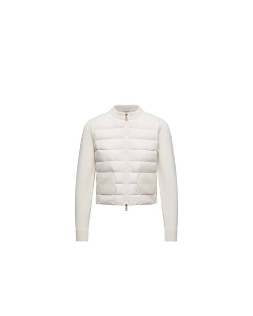 Cárdigan Con Cremallera De Lana Acolchada, Mujer, Talla Moncler de color White