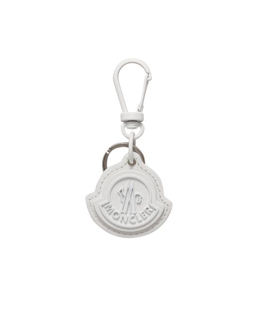 Moncler Logo Leather Key Ring White for men