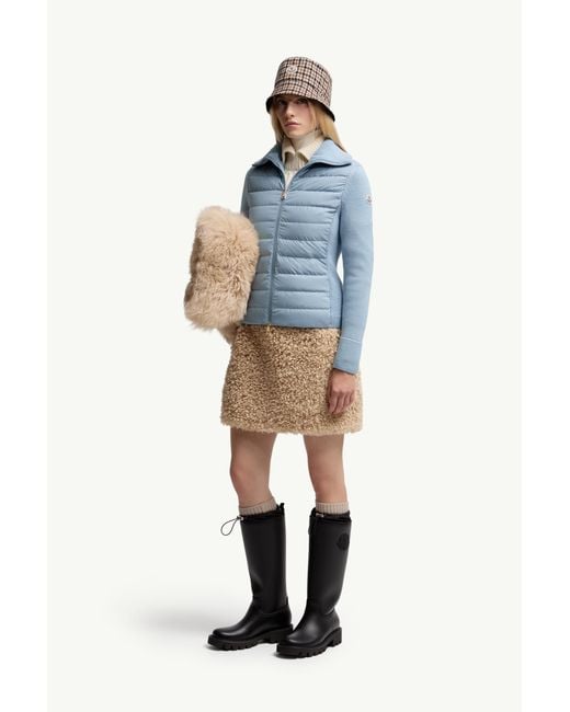 Cardigan Zippé Matelassé En Laine Moncler en coloris Blue