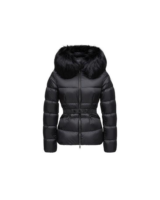 Moncler Black Moncler Boed Hooded Shearling-Trimmed Short Down Jacket