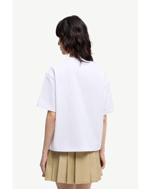 Moncler White Embroidered Cherry Logo Cotton T-Shirt