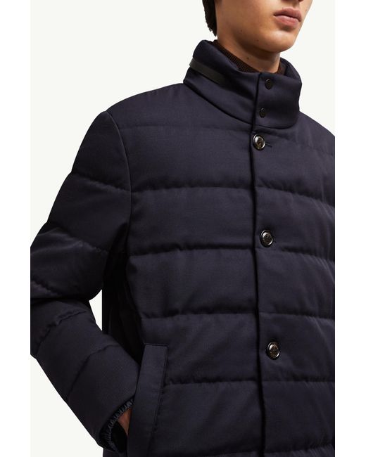 Moncler Blue Vallonpierre Hooded Long Down Jacket for men