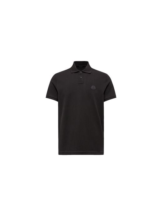 Polo En Piqué De Coton À Empiècement Logo Moncler pour homme en coloris Black