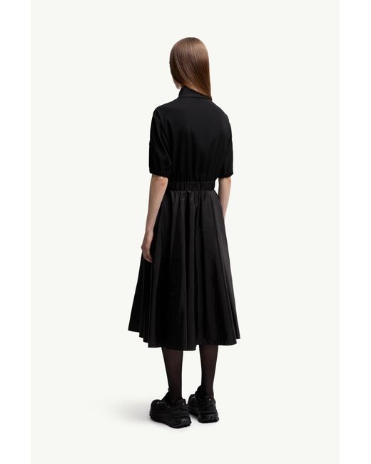 Moncler Black Midi-Kleid Aus Satin, Damen, Größe