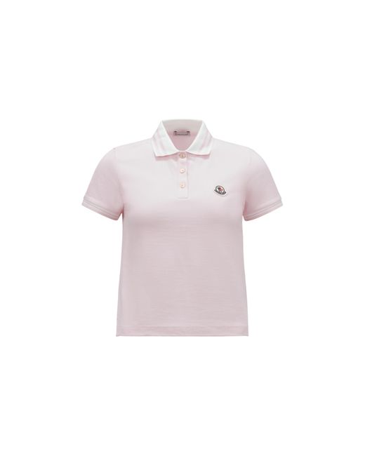 Moncler Pink Logo Patch Polo Shirt