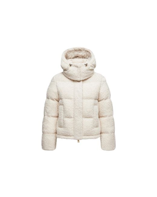 Moncler Pink Moncler Virieu Bouclé Hooded Short Down Jacket