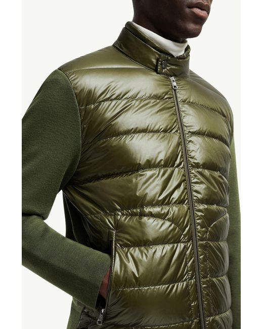Moncler Wattierte Strickjacke Aus Wolle Mit Reißverschluss, Herren, Größe in Green für Herren