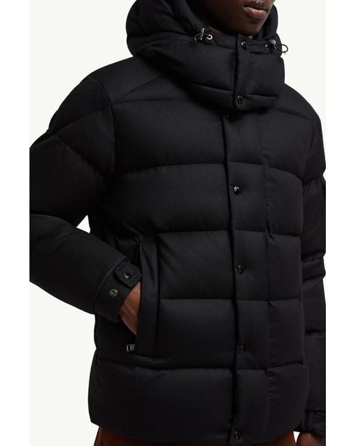 Moncler Black Vezere Hooded Flanelle Short Down Jacket for men