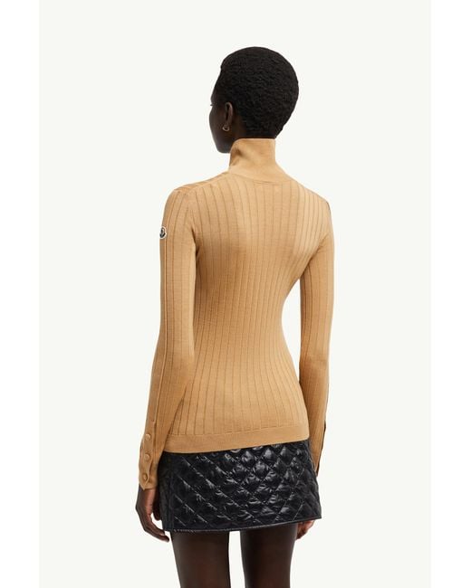 Moncler Natural Wool & Cashmere Polo Neck Jumper