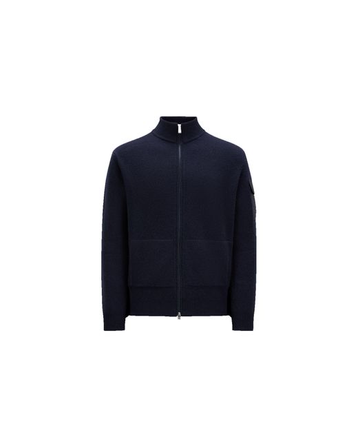 Moncler Zipup Wool Cardigan in Blue for Men Lyst