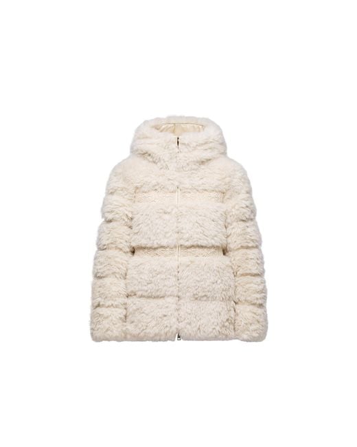 Moncler Natural Moncler Verie Teddy Hooded Short Down Jacket