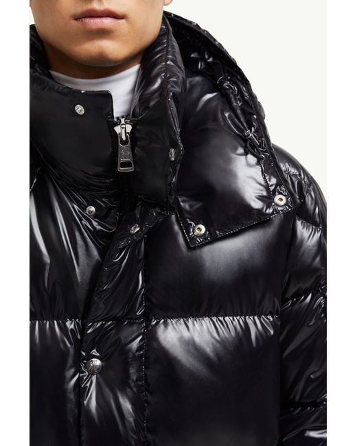 Moncler Black Hanoverian Hooded Square-Quilted Long Down Jacket for men