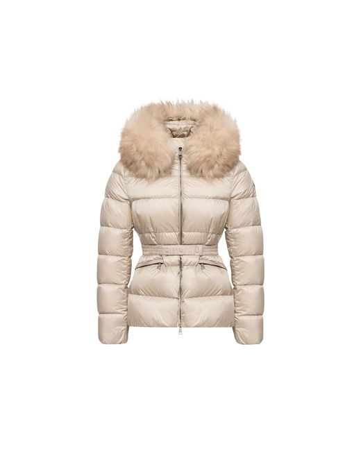 Moncler Natural Moncler Boed Hooded Shearling-Trimmed Short Down Jacket