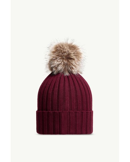 Moncler Red Wool Beanie With Pom Pom