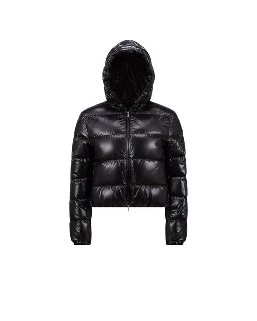 Moncler Black Bayard Hooded Cropped Down Jacket