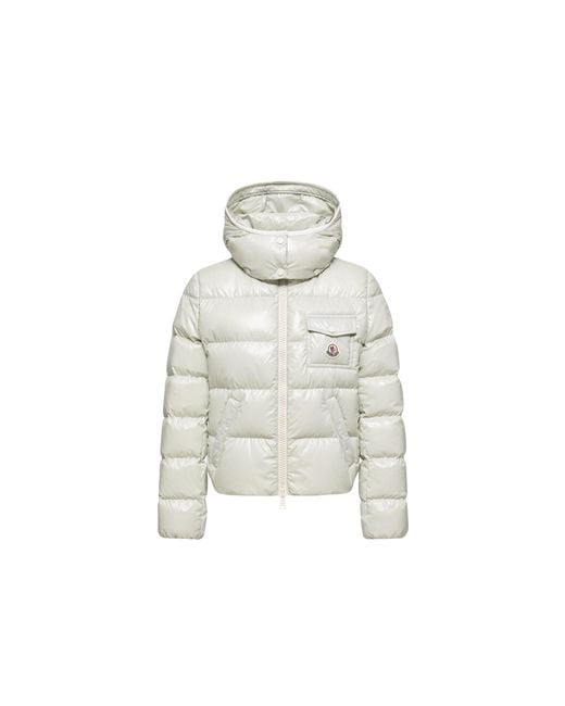 Moncler White Andro Hooded Short Down Jacket
