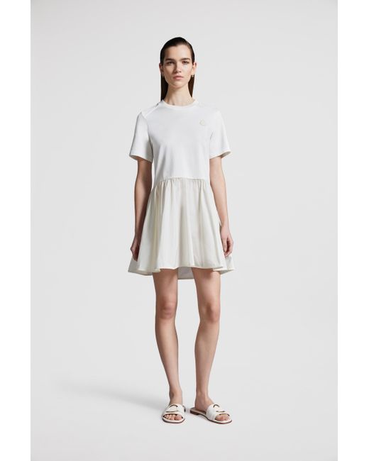 Moncler White Fit & Flare Cotton Mini Dress