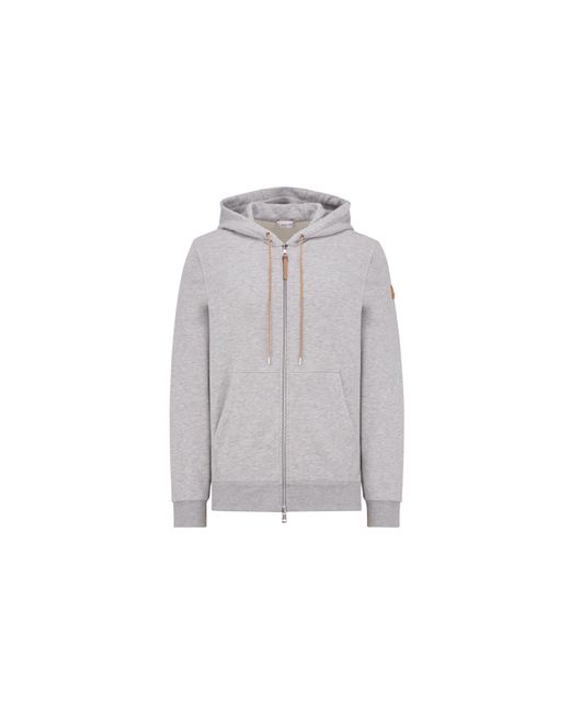 Moncler Gray Logo Patch Zip-up Hoodie for men