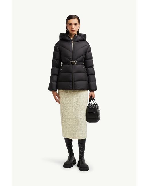 Moncler Black Brosse Diagonal-Quilted Hooded Short Down Jacket