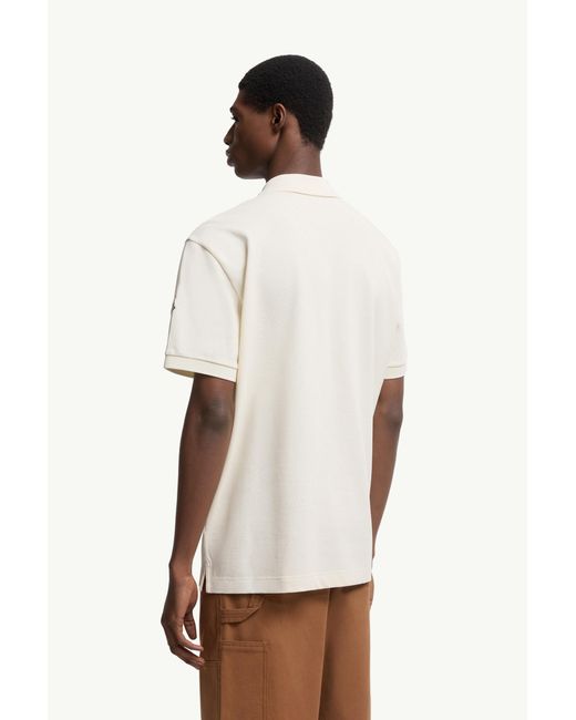 Moncler Poloshirt Aus Baumwollpiqué Mit Logoaufnäher, Herren, Größe in White für Herren