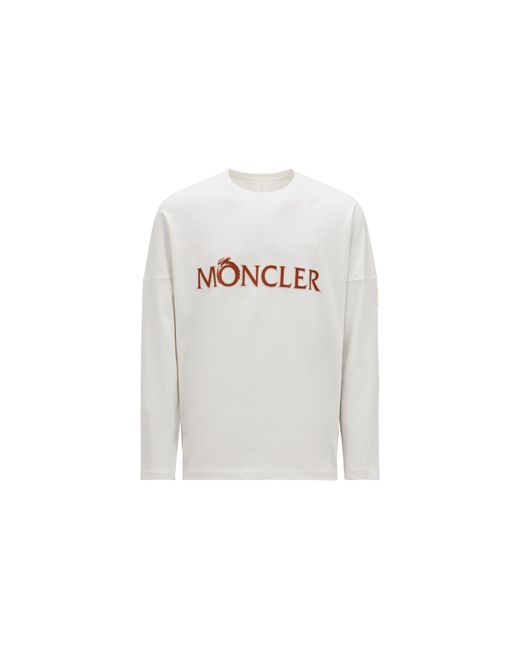 Moncler Logo Long Sleeve T-shirt White for men