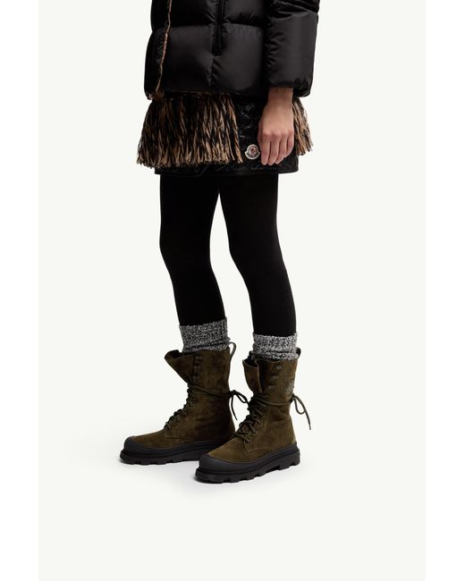Moncler Brown Vera High Suede Lace-Up Boots