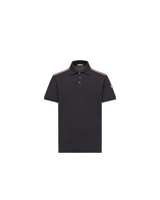 Moncler Black Moncler Tricolor-Trimmed Cotton Piquet Polo Shirt for men