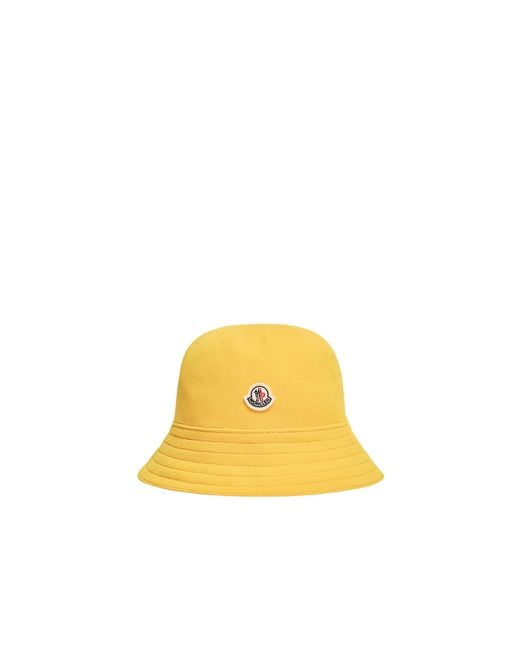 Moncler Yellow Moncler Logo Patch Bucket Hat for men