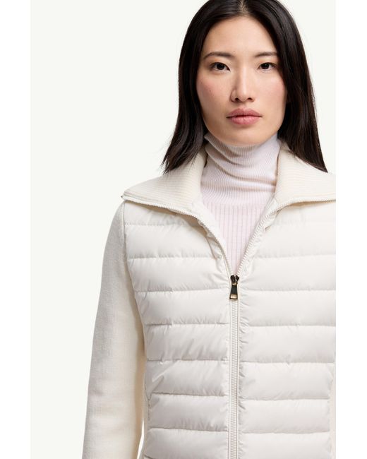 Moncler White Padded Wool Zip-Up Cardigan