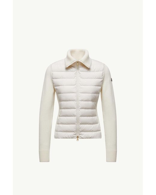 Moncler White Padded Wool Zip-Up Cardigan