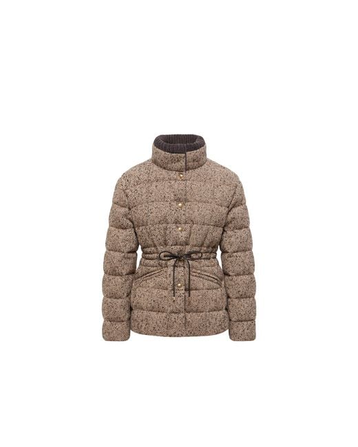 Moncler Brown Antigony Wool Blend Short Down Jacket