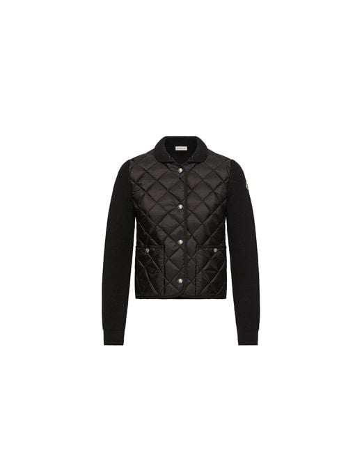 Moncler Black Moncler Diamond Quilted Padded Wool Cardigan