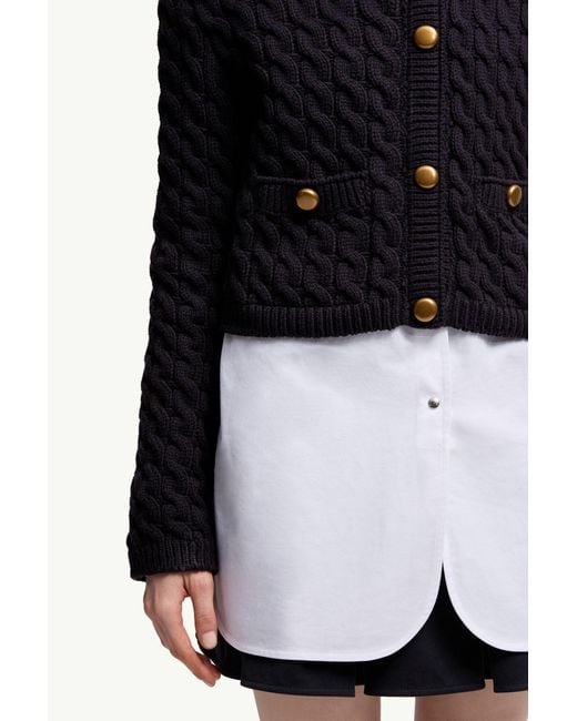 Moncler Black Cotton Blend Cardigan