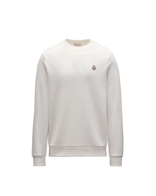 Moncler Logo Patch Sweatshirt in White for Men | Lyst UK