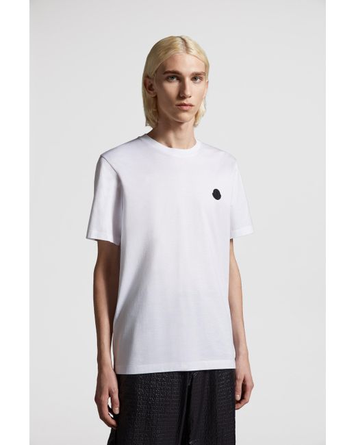 Moncler White Vertical Back Logo Cotton T-Shirt for men