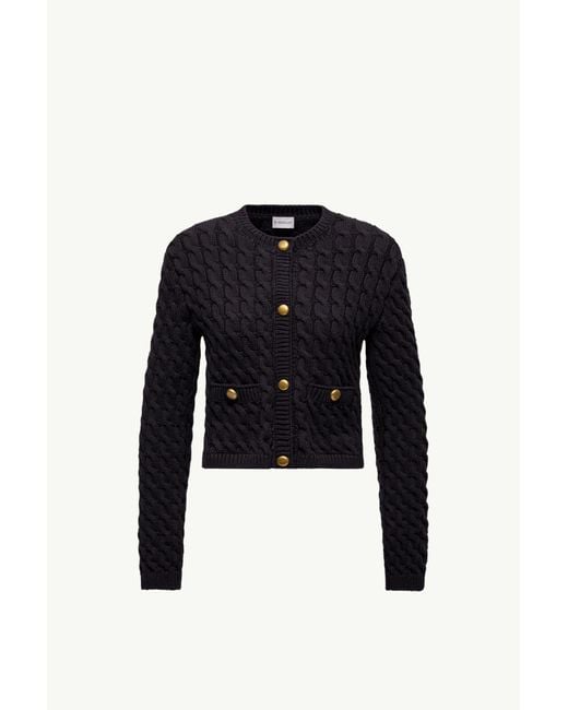 Moncler Black Cotton Blend Cardigan