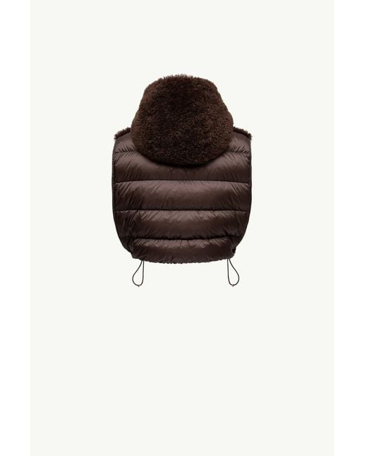 Peto Efecto Peluche Con Capucha Y Relleno De Plumón, Mujer, Talla Moncler de color Brown