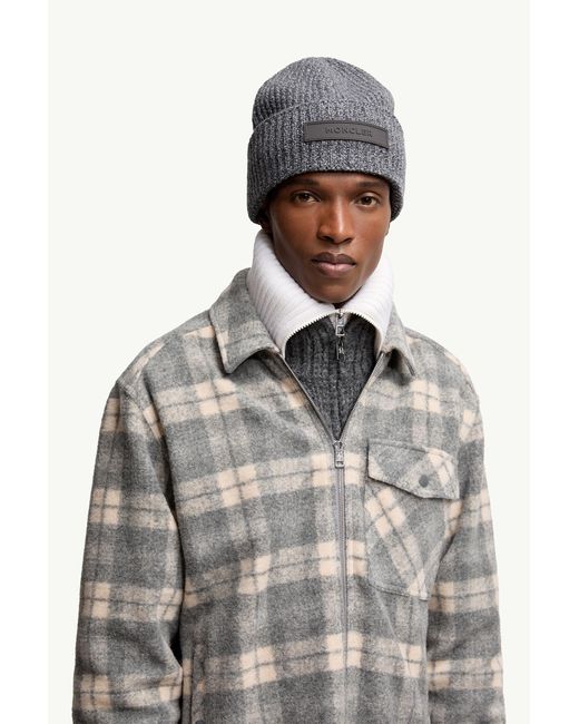 Gorro De Lana Mouliné Y Cachemira, Hombre, Talla Moncler de hombre de color Gray